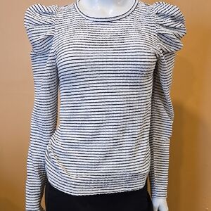 Loft Striped Puff Sleeve Top